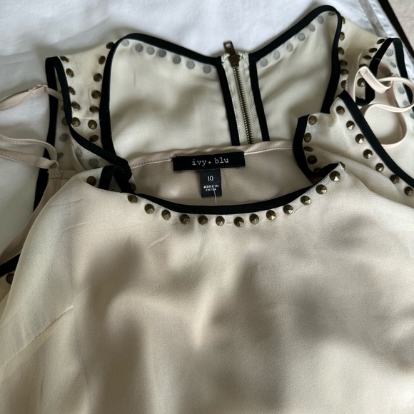 IVY + BLU CHIFFON BLACK & NUDE STUDDED DRESS - Picture 8 of 8